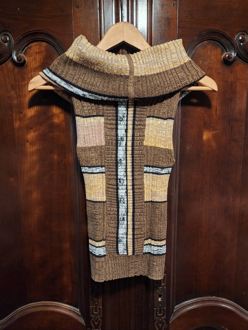 FREE PEOPLE - Boho Striped Carly Sweater Fold Over Sleeveless